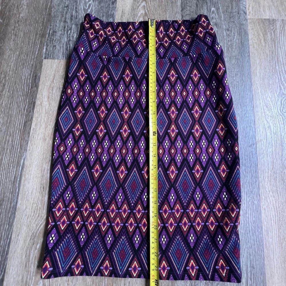LuLaRoe Cassie Pencil Skirt Women Small Purple Geometric Diamond Print Stretch - Picture 4 of 6